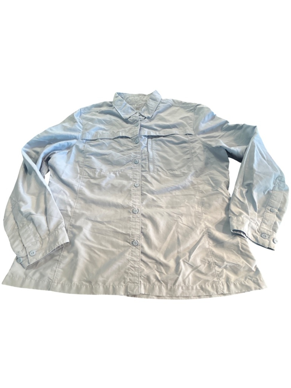 L.L. Bean Light Blue Women’s Tropicwear Shirt, UPF 50 Long Sleeve Size XL